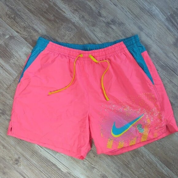 Nike Kyrie 6 Graffiti Gym Swim Beach Shorts Digital Pink Neon Vintage 90s Y2K XL - Picture 2 of 15